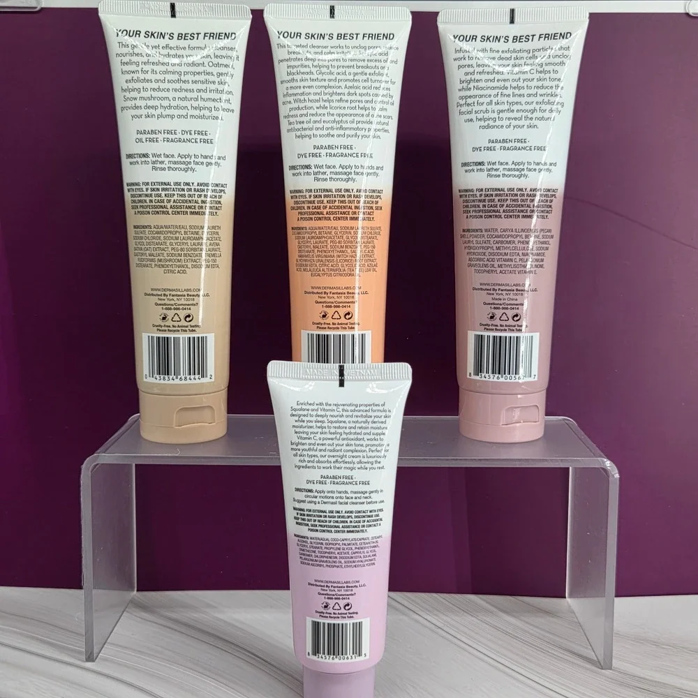 Dermasil Skincare Set Unisex 4pc Acne Cleanser Oatmeal Scrub Night Cream New